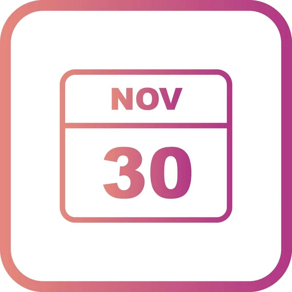 30 novembre Data su un calendario unico giorno — Foto Stock