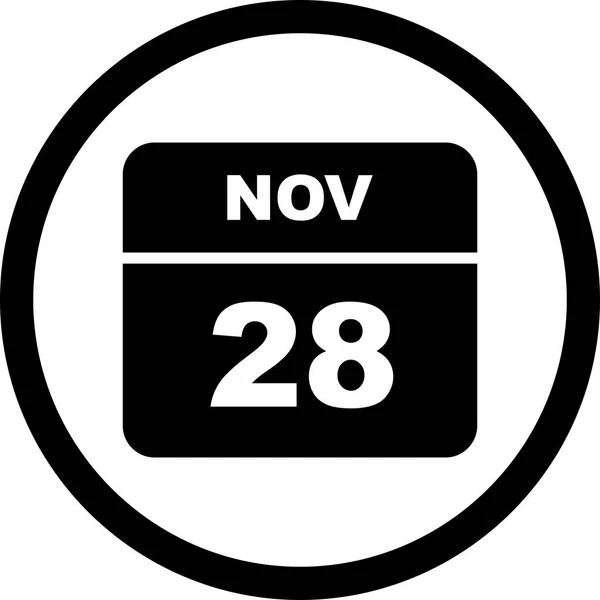 28 novembre Data in un Calendario Unico Giorno — Foto Stock