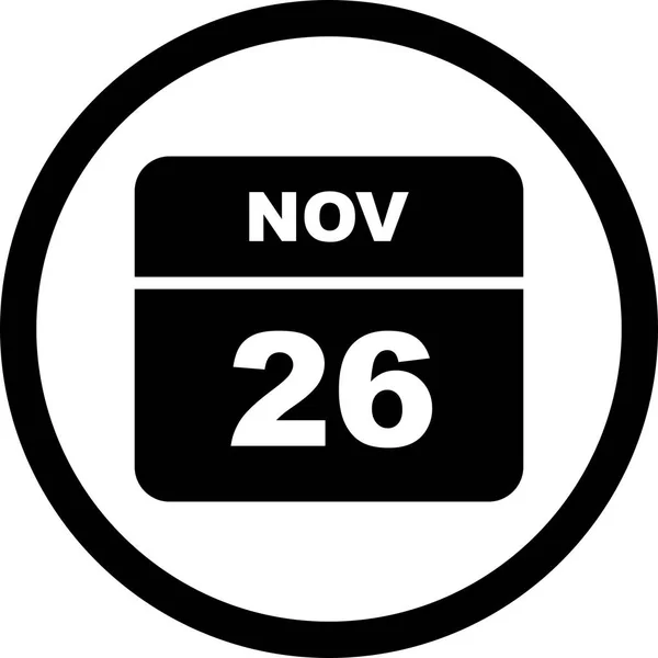 26 novembre Data in un Calendario Unico Giorno — Foto Stock