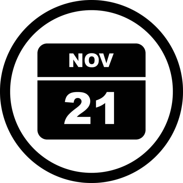 21 novembre Data su un unico calendario giornaliero — Foto Stock