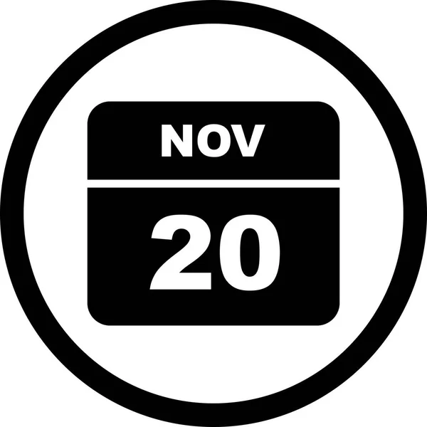 November 20th Date on a Single Day Calendar — Stock Photo, Image