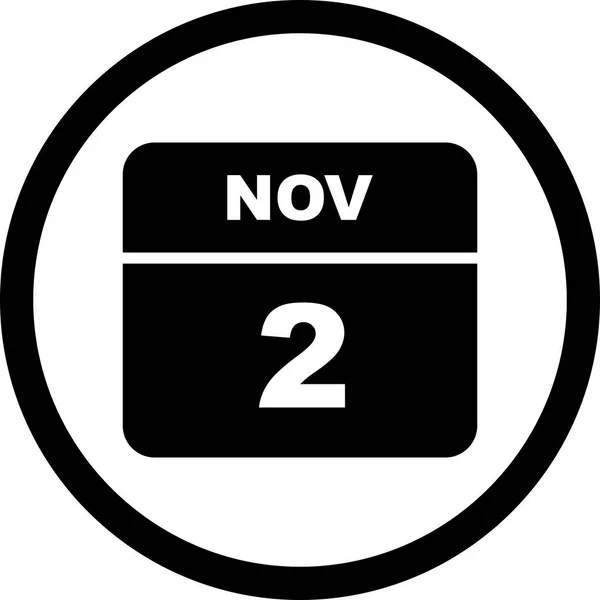 November 2nd Date on a Single Day Calendar — Stock Photo, Image