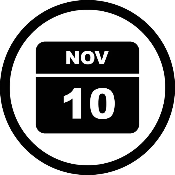 10th Νοεμβρίου ημερομηνία σε ημερολόγιο μίας ημέρας — Φωτογραφία Αρχείου