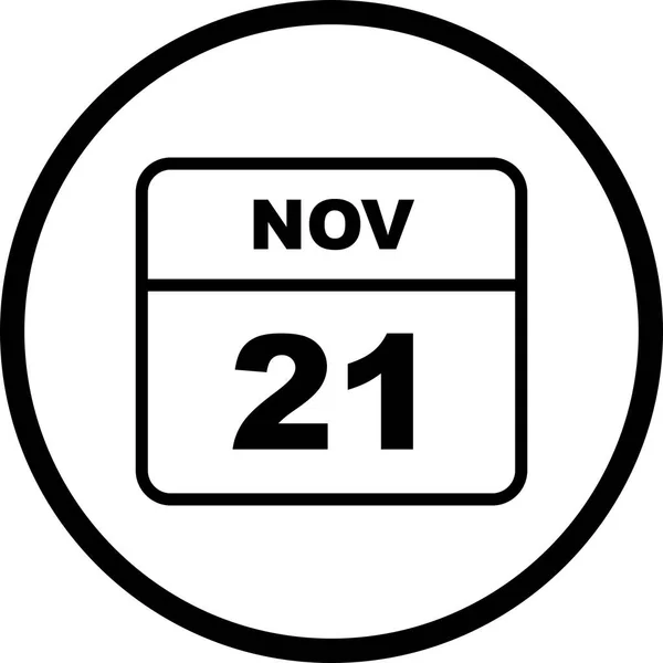 November 21st Date on a Single Day Calendar — Stock Photo, Image