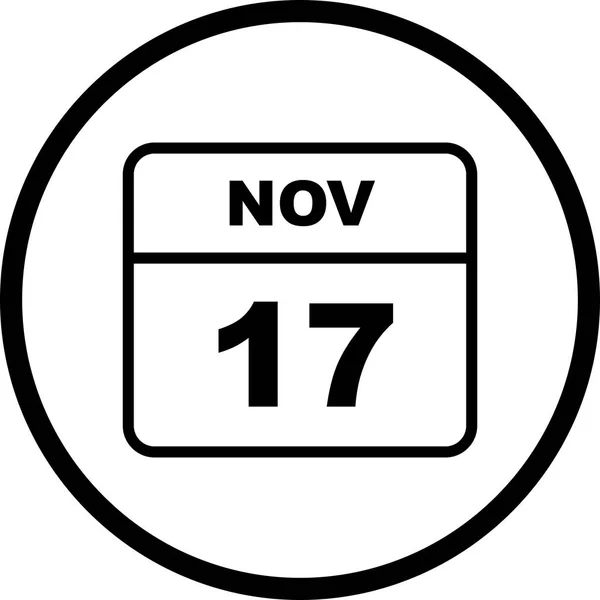 17 de novembro Data em um calendário único dia — Fotografia de Stock