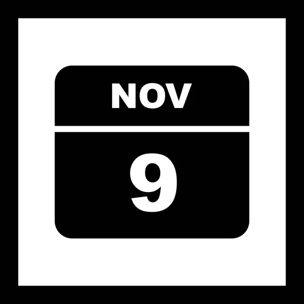 9 november datum på en enda dag kalender — Stockfoto