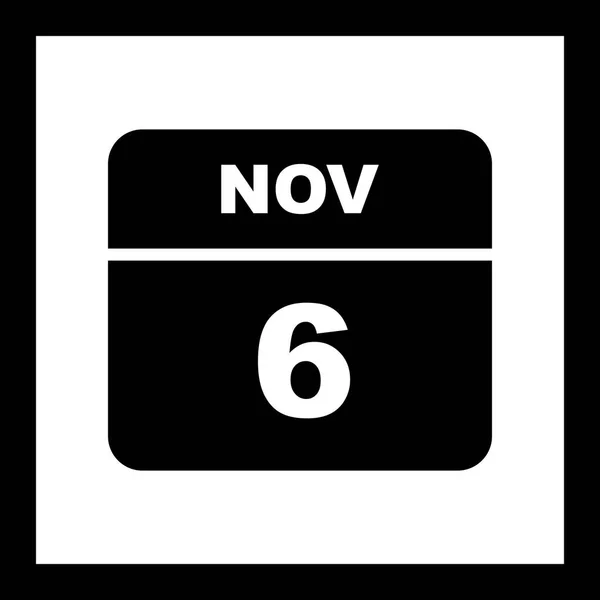 6 de noviembre Fecha en un calendario de un solo día — Foto de Stock