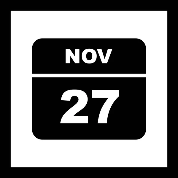 27 de noviembre Fecha en un calendario de un solo día — Foto de Stock
