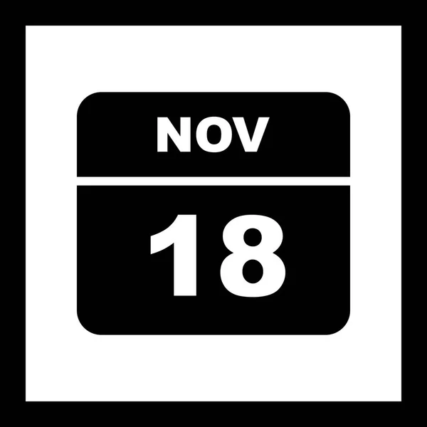 November 18th Date on a Single Day Calendar — Stock Photo, Image