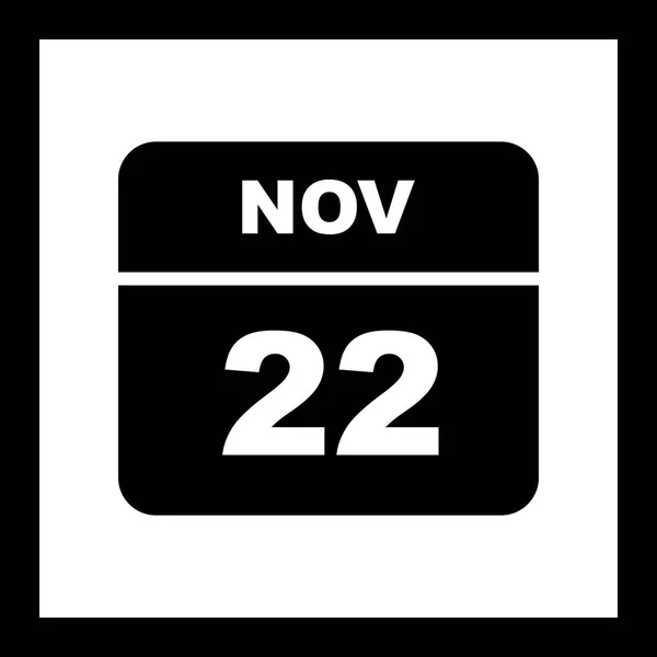 22 listopada Data w kalendarzu jednodniowe — Zdjęcie stockowe