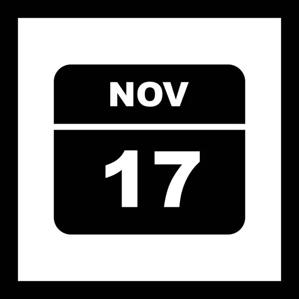 17 de noviembre Fecha en un calendario de un solo día — Foto de Stock