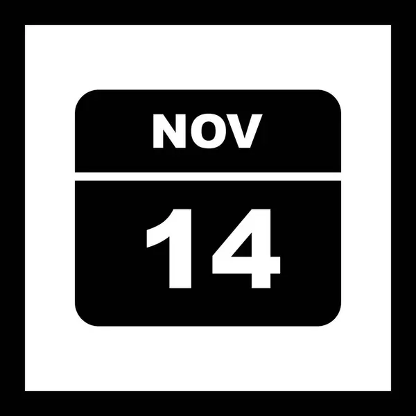 14 de novembro Data em um calendário único dia — Fotografia de Stock