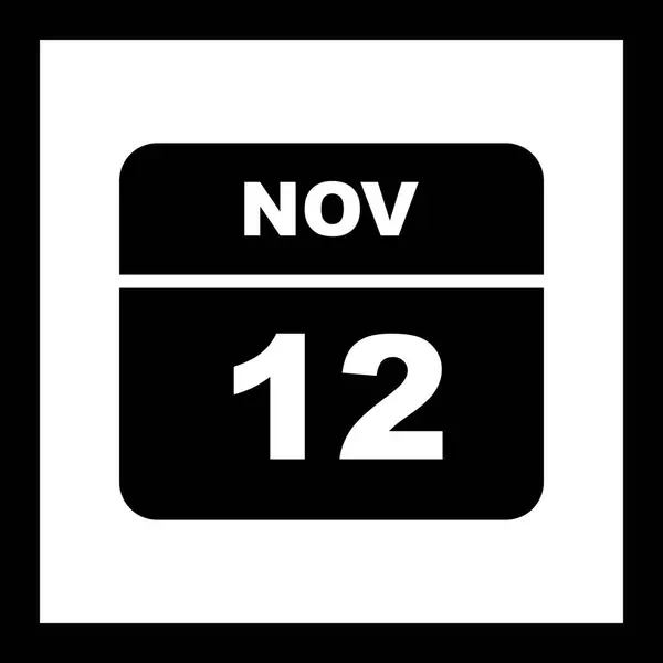 12 listopada Data w kalendarzu jednodniowe — Zdjęcie stockowe