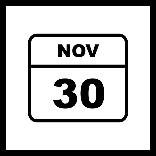 30th Νοεμβρίου ημερομηνία σε ημερολόγιο μίας ημέρας — Φωτογραφία Αρχείου