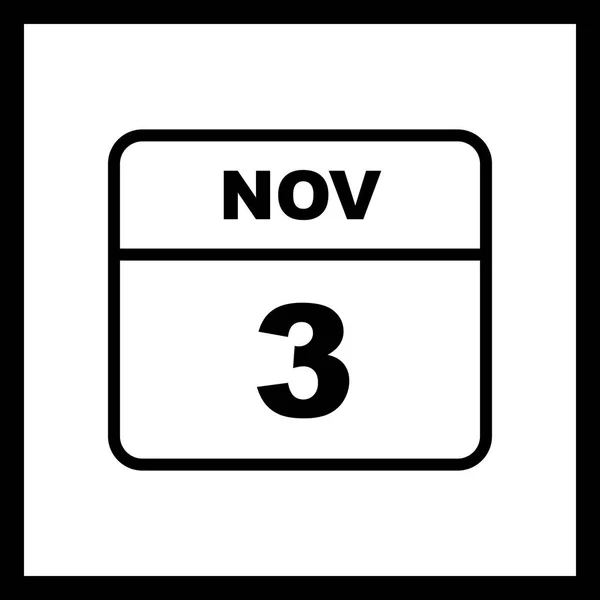 3 november datum på en enda dag kalender — Stockfoto