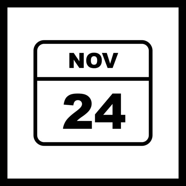 24 de noviembre Fecha en un calendario de un solo día — Foto de Stock