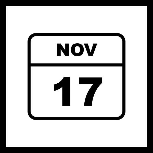 17th Νοεμβρίου ημερομηνία σε ημερολόγιο μίας ημέρας — Φωτογραφία Αρχείου