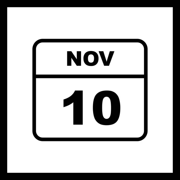 10 de noviembre Fecha en un calendario de un solo día — Foto de Stock