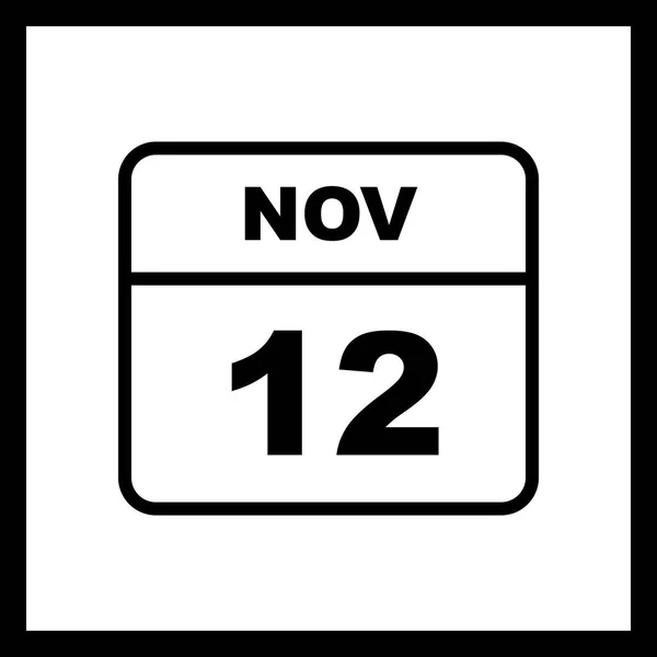12th Νοεμβρίου ημερομηνία σε ημερολόγιο μίας ημέρας — Φωτογραφία Αρχείου