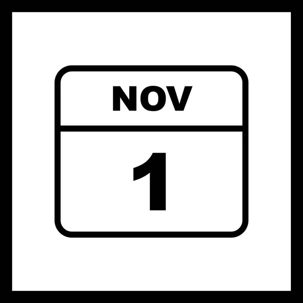 1 de noviembre Fecha en un calendario de un solo día — Foto de Stock