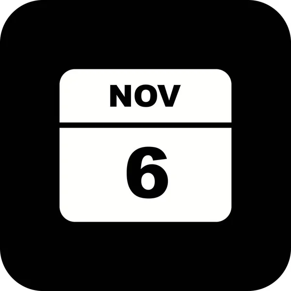 6. November Datum an einem einzigen Tag Kalender — Stockfoto