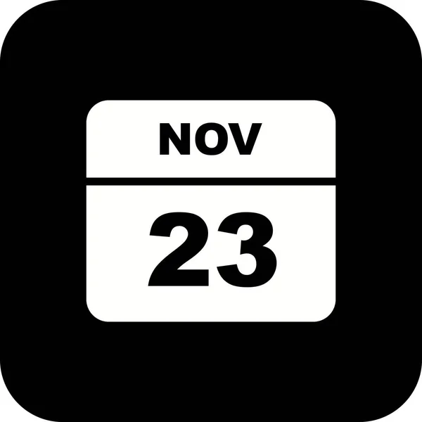 23 novembre Date sur un calendrier d'un seul jour — Photo