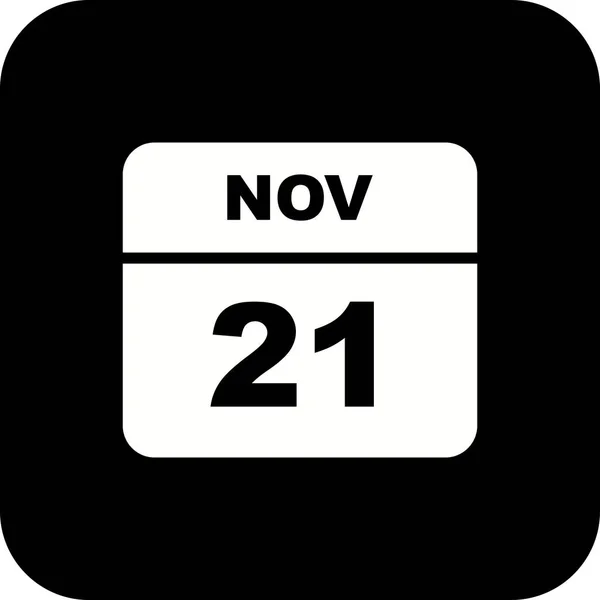 21ο Νοεμβρίου ημερομηνία σε ημερολόγιο μίας ημέρας — Φωτογραφία Αρχείου