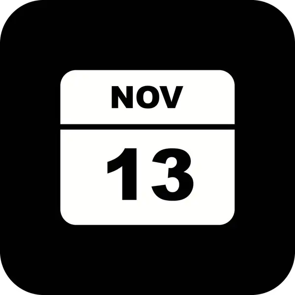 13 listopada Data w kalendarzu jednodniowe — Zdjęcie stockowe