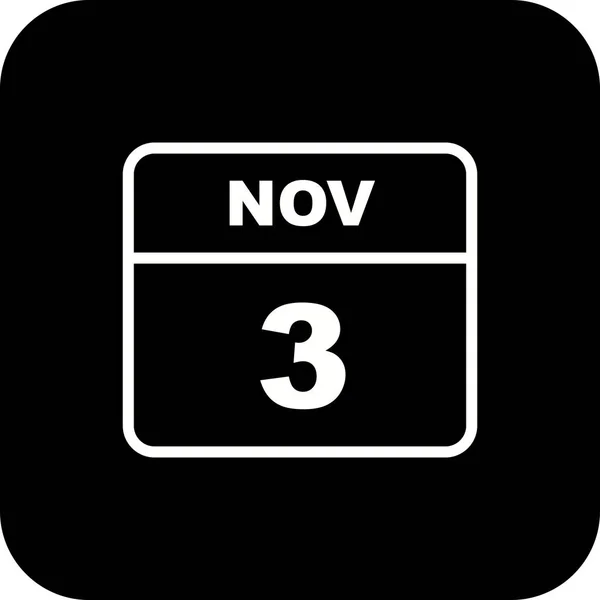 3 листопада дата на Одноденний календар — стокове фото