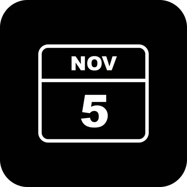 5th Νοεμβρίου ημερομηνία σε ημερολόγιο μίας ημέρας — Φωτογραφία Αρχείου
