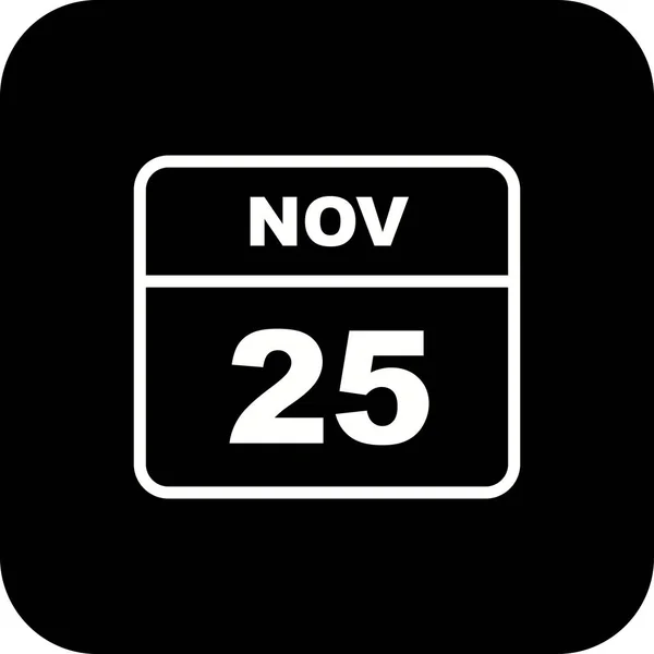25 listopada Data w kalendarzu jednodniowe — Zdjęcie stockowe
