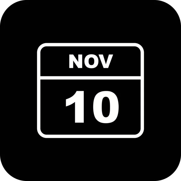 November 10th Date on a Single Day Calendar — Stock Photo, Image