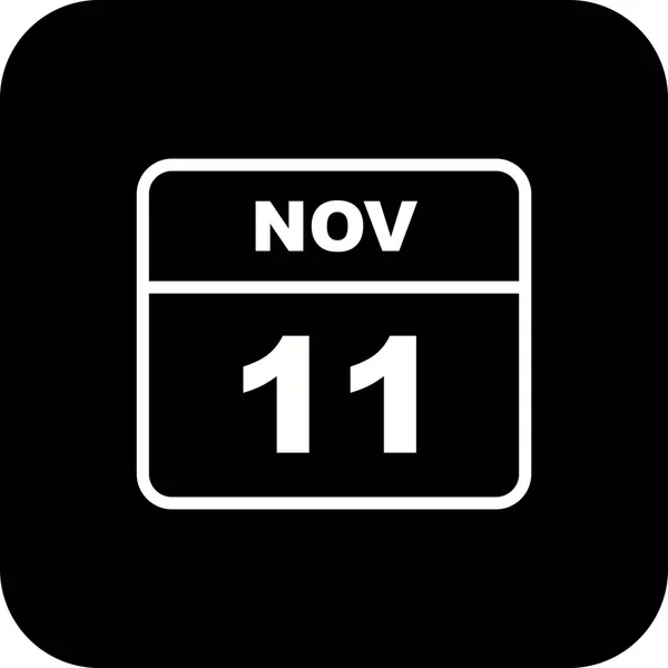 11 ноября Дата в календаре одного дня — стоковое фото