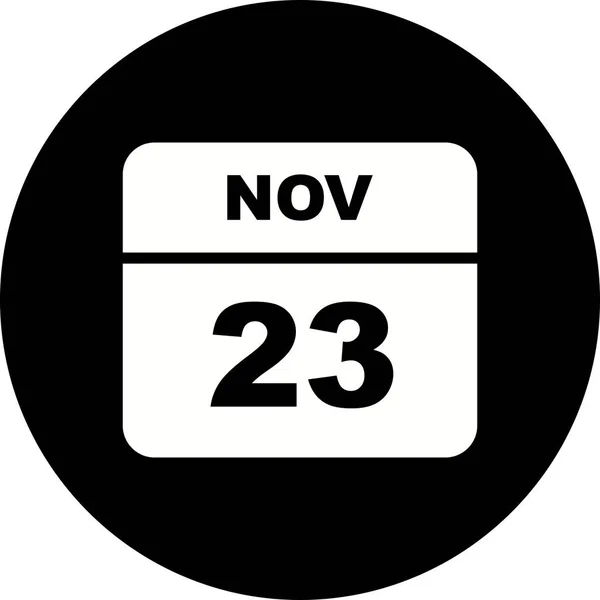 23 de novembro Data em um único dia Calendário — Fotografia de Stock