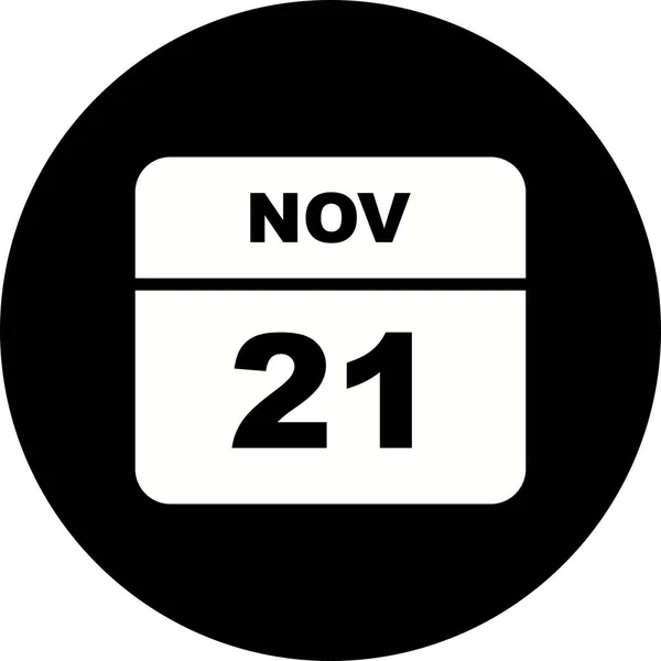 21ο Νοεμβρίου ημερομηνία σε ημερολόγιο μίας ημέρας — Φωτογραφία Αρχείου