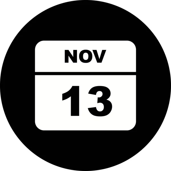 13 de novembro Data em um calendário único dia — Fotografia de Stock