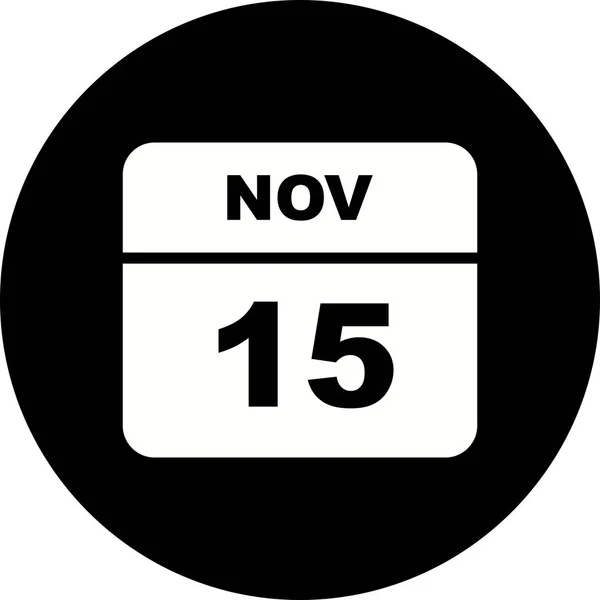 15 de novembro Data em um calendário único dia — Fotografia de Stock