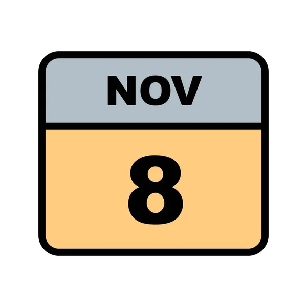 8th Νοεμβρίου ημερομηνία σε ημερολόγιο μίας ημέρας — Φωτογραφία Αρχείου