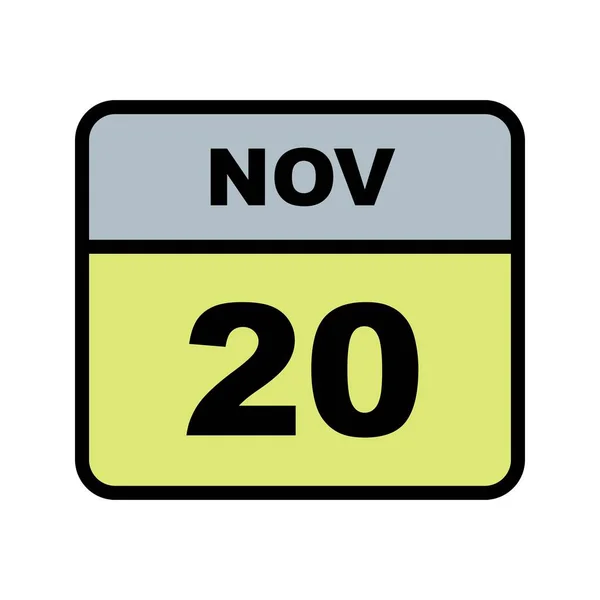 November 20th Date on a Single Day Calendar — Stock Photo, Image