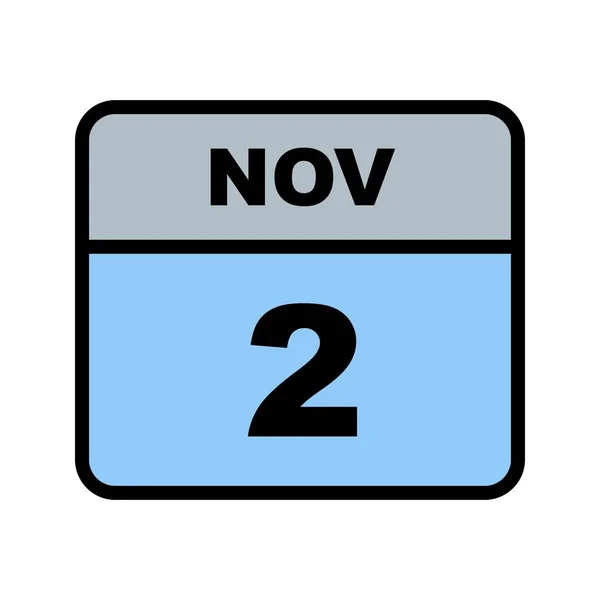 2 novembre Date sur un calendrier d'un seul jour — Photo