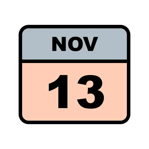 13 de noviembre Fecha en un calendario de un solo día — Foto de Stock