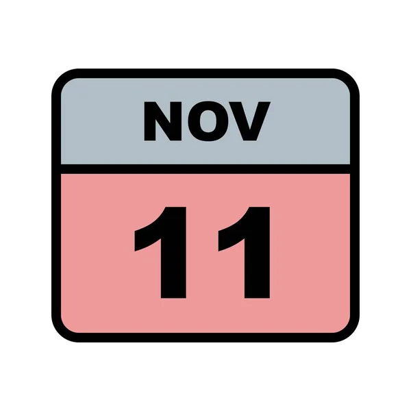 11. November Datum an einem einzigen Tag Kalender — Stockfoto