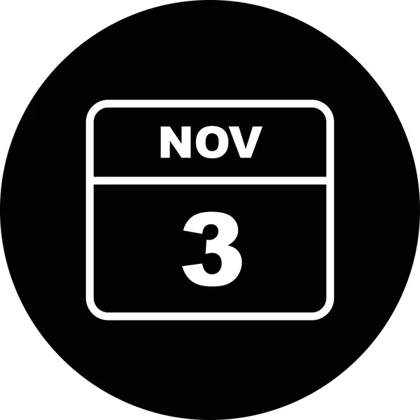 3ο Νοεμβρίου ημερομηνία σε ημερολόγιο μίας ημέρας — Φωτογραφία Αρχείου