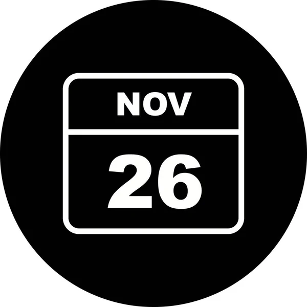 November 26th Date on a Single Day Calendar — Stock Photo, Image