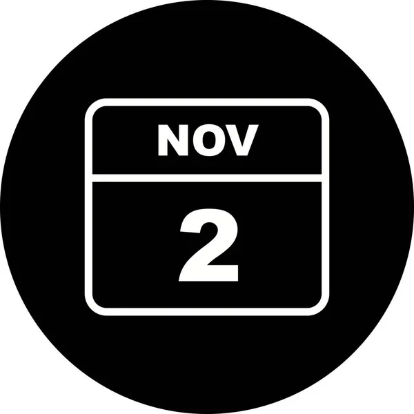 November 2nd Date on a Single Day Calendar — Stock Photo, Image