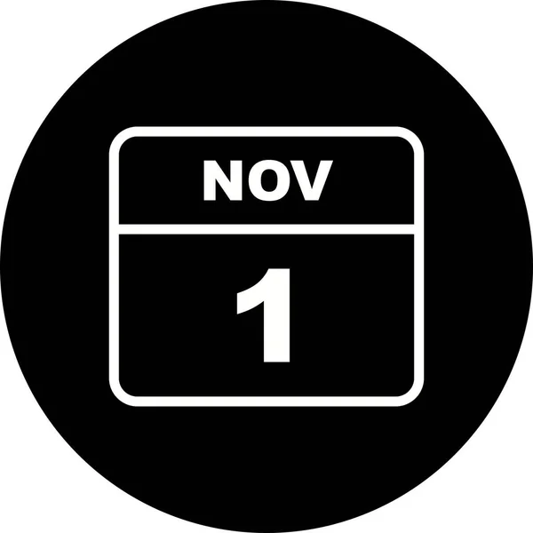 1 listopada Data w kalendarzu jednodniowe — Zdjęcie stockowe