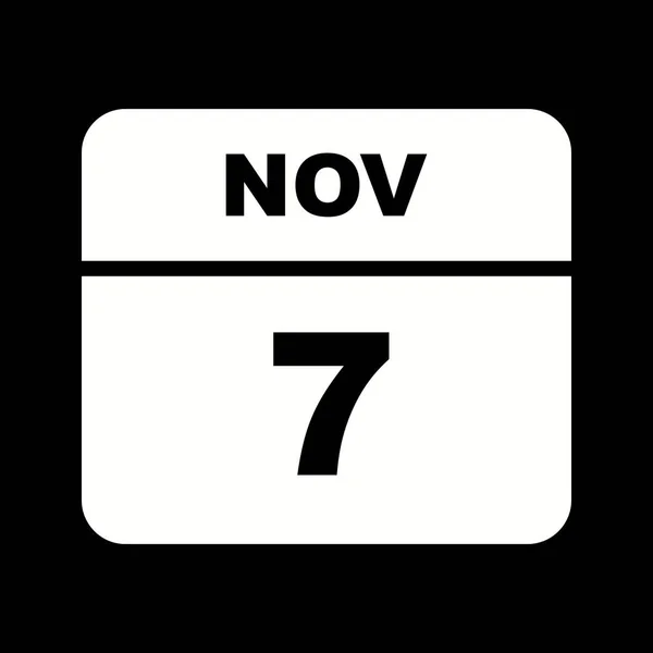 7. November Datum an einem einzigen Tag Kalender — Stockfoto