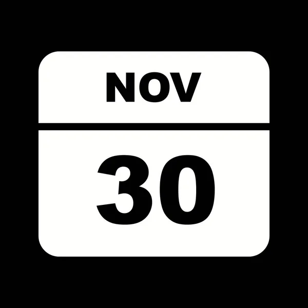 30. November Datum an einem einzigen Tag Kalender — Stockfoto