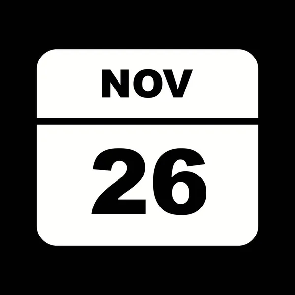 26th Νοεμβρίου ημερομηνία σε ημερολόγιο μίας ημέρας — Φωτογραφία Αρχείου