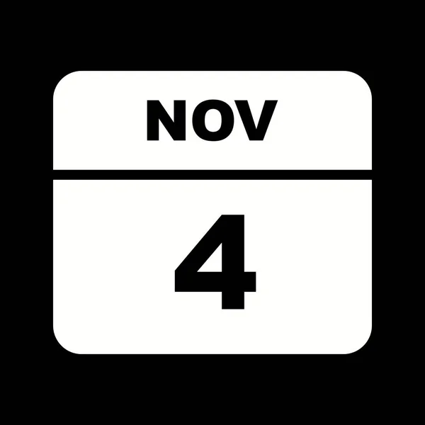 4. November Datum an einem einzigen Tag Kalender — Stockfoto